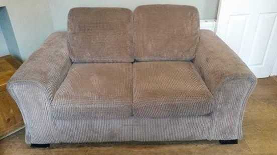 Two x Two seater brown fabric sofas for sale