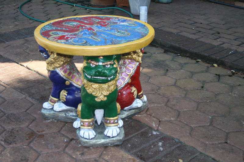 Unique Hand Painted Chinese Fu Dog Stone Garden Table