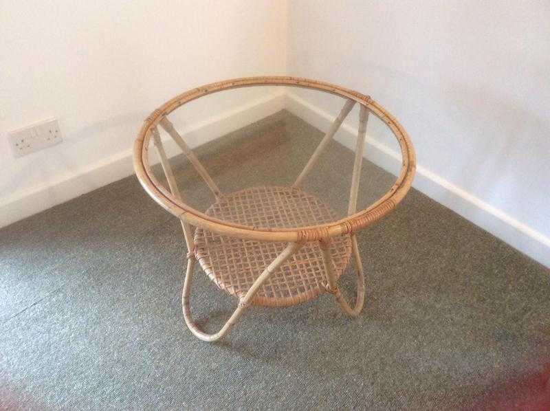 Unusual bamboo and glass topped table