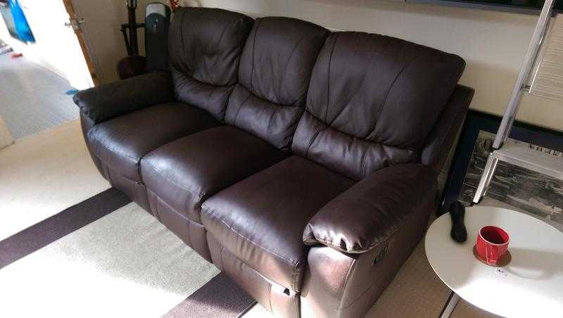 URGENT SALE Admiral-Leather Recliner Sofas 3amp2-seater-brown