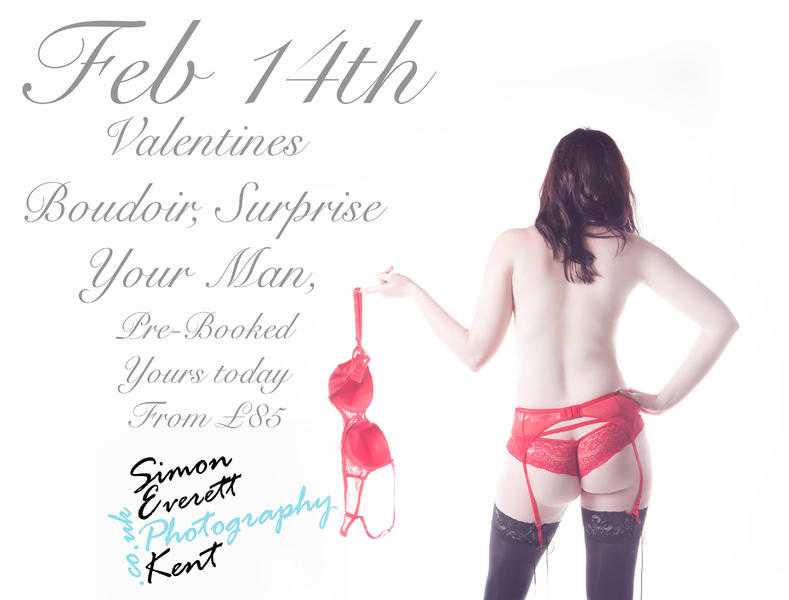 Valentines day Boudoir surprise portraits Kent.