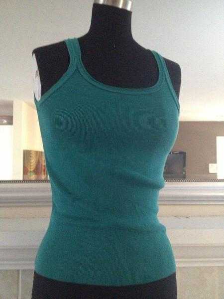 Valentino Teal Rib Knit Tank Top Size S (ORIGINAL) FREE POSTAGE