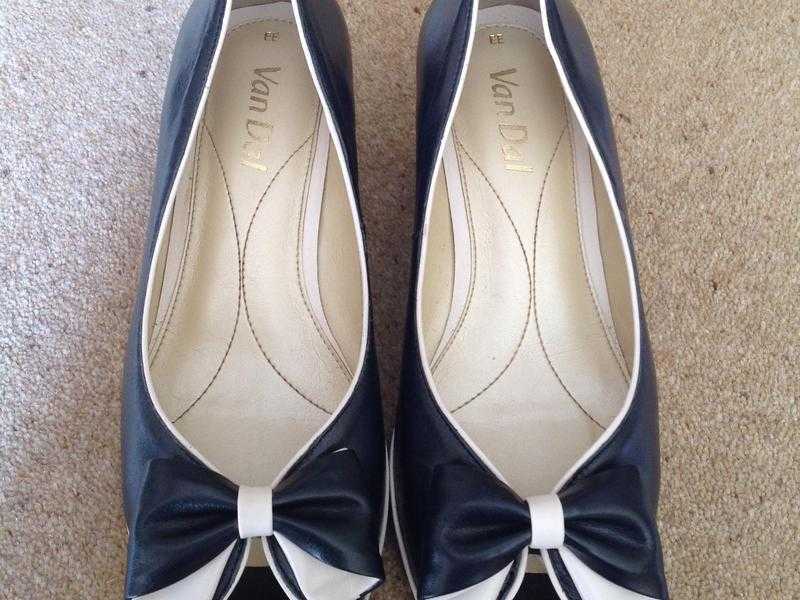 Van Dal Navy Wedge Peep Toe Shoes