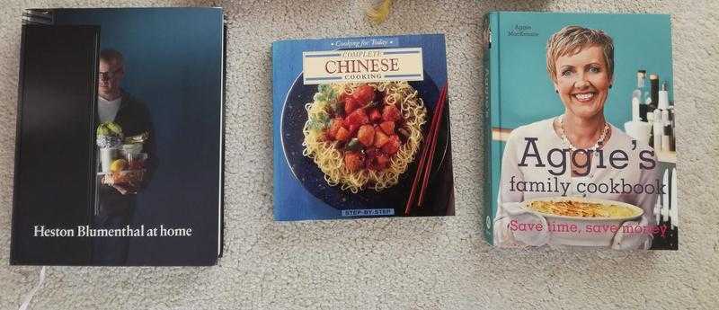 Various Cooking Books, Chinese, Aggie, Heston Blumenthal, all excellent condition