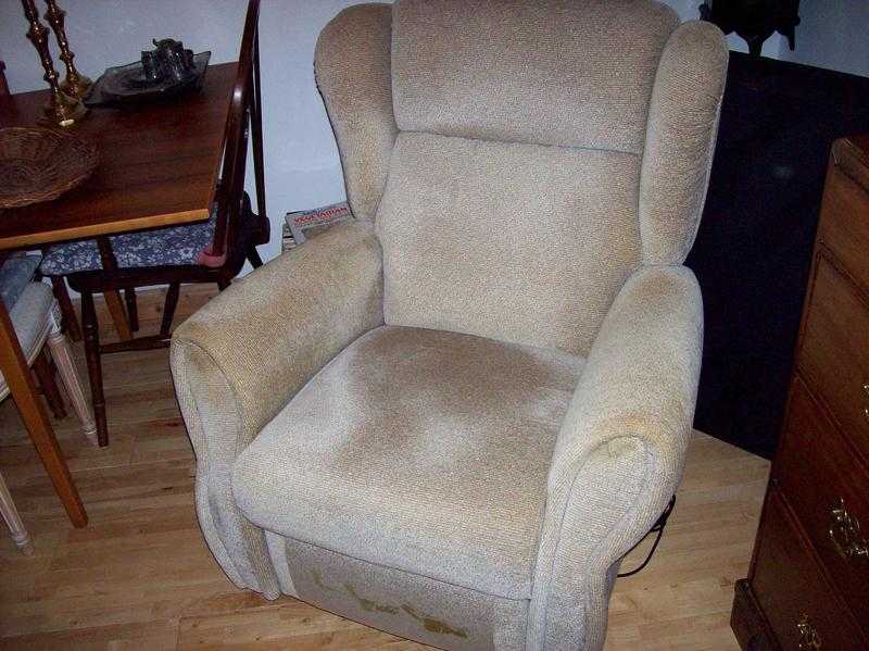 Velour Wing Armchair with electric foot rest and recline facility