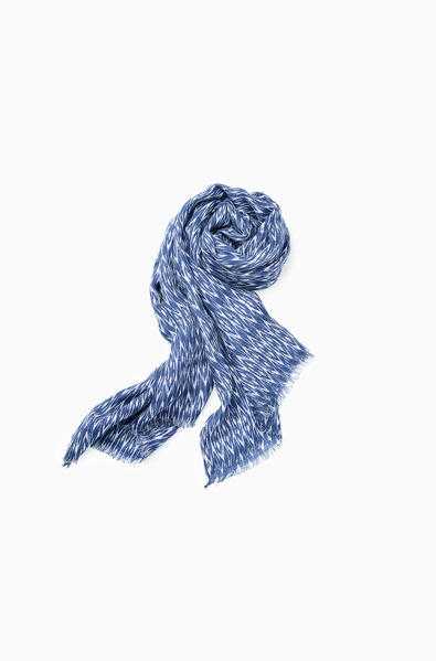 Versatile Poncho Scarf - Blue Ikat