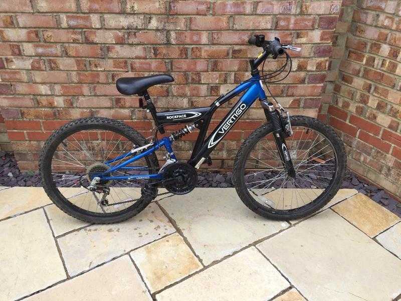 Vertigo Rockface 24quot 18 speed Boys Dual Suspension Mountain Bike