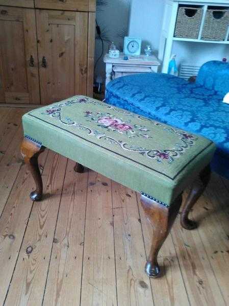 Victorian embroidered piano stool