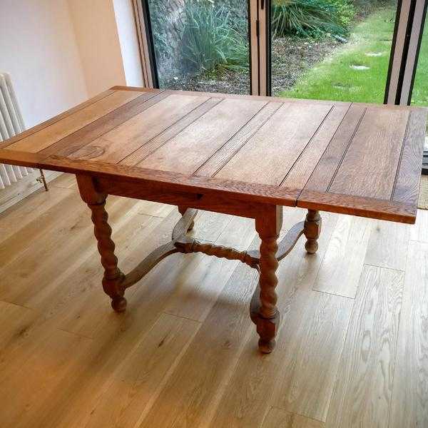 VICTORIAN OAK BARLEY TWIST DROP LEAF EXTENDABLE TABLE amp SIX 6 CHAIRS 3x5 FT