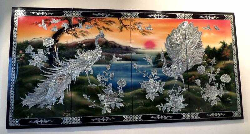 Vietnamese Wall Plaque inlaid with Mother of Pearl.