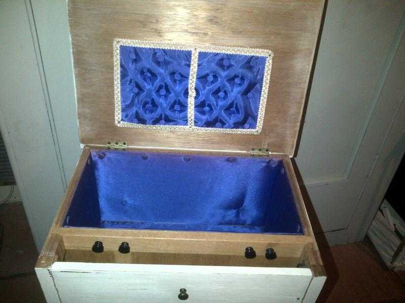 Vintage 1950039s sewing needlework knitting cabinet work box cupboard bedside side table