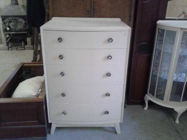 vintage chest of drawers painted - curved front - 65