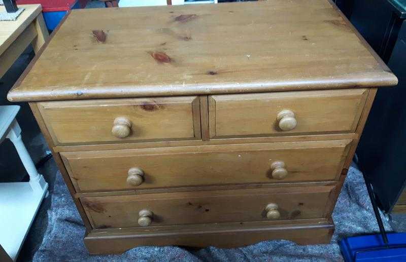Vintage Chest of Four Solid Pine Drawers