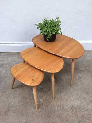Vintage Ercol Pebble Nest of Tables in Elm amp Beech