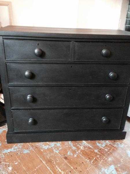 Vintage large black chest of drawers