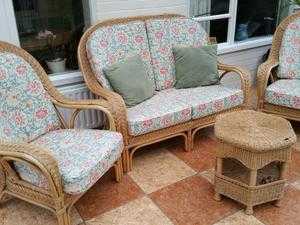 VINTAGE MID BROWN CANE TWO SEATER CHAIR