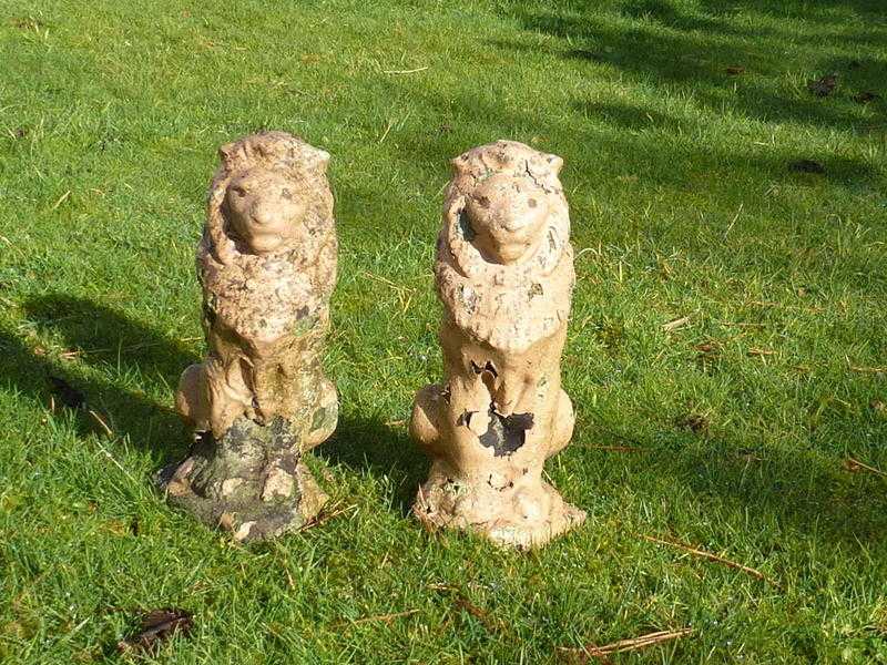Vintage Pair of Regal Lions Garden Statues Lion Garden Ornaments