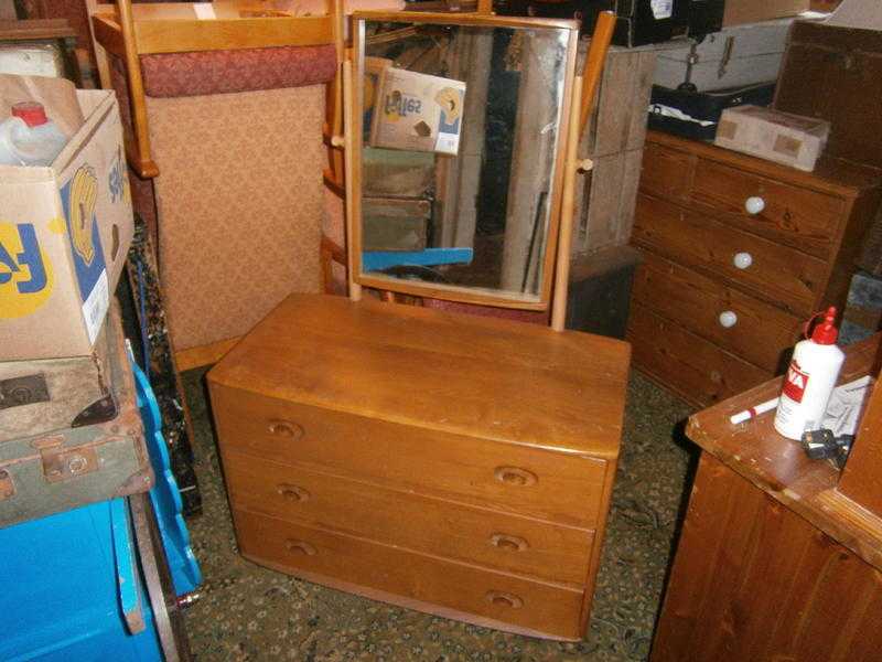 VINTAGE RETRO KITSCH ERCOL DRESSING TABLE  DRESSING CHEST