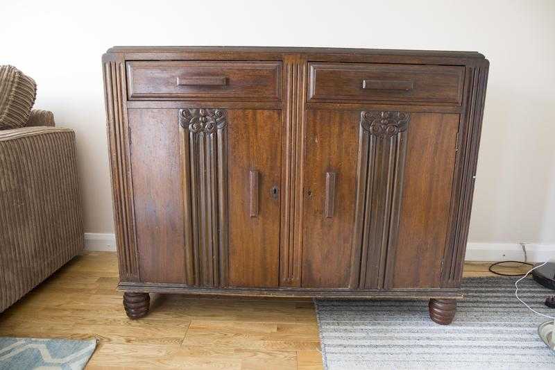 Vintage Sideboard with Two drawers and Cupboard Space - Genuine Hardwood