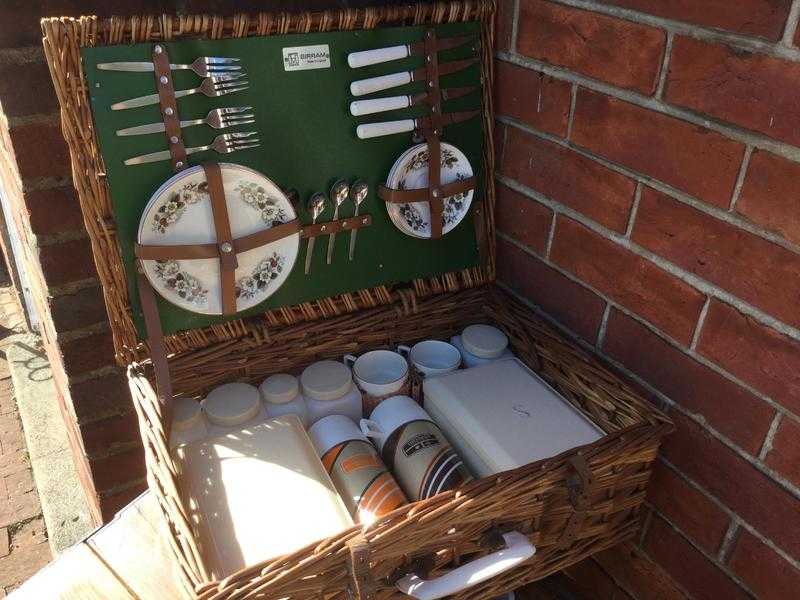 Vintage Sirram wicker picnic hamper .  Goodwood Revival.