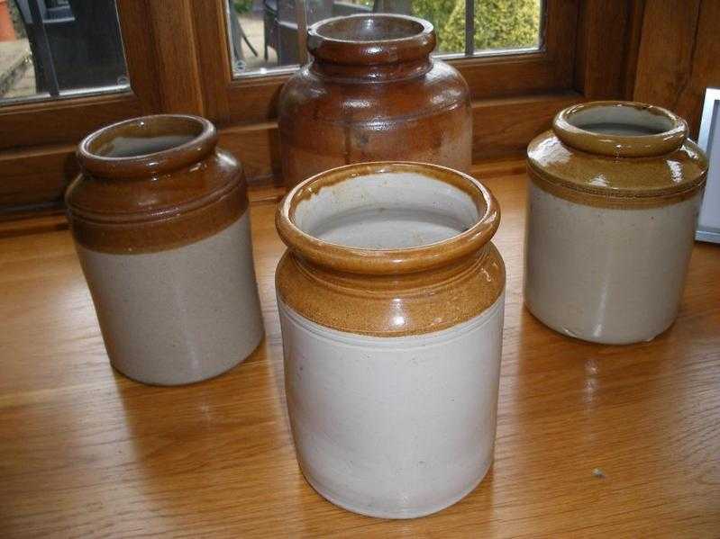 Vintage stoneware vasepots - glazed churns