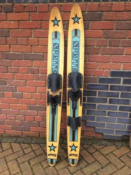 Vintage wooden water skis