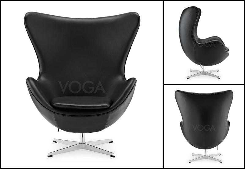 VOGA Arne Jacobsen Inspired Designer Swivel Aniline leather Egg Chair