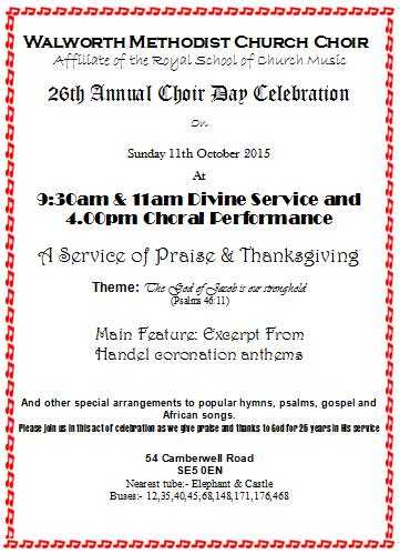 Walworth Methodist Church Choir Sunday