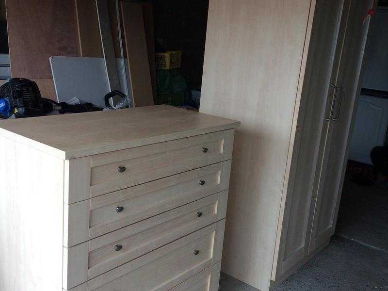 Wardrobe and 5 drawer chest of drawers