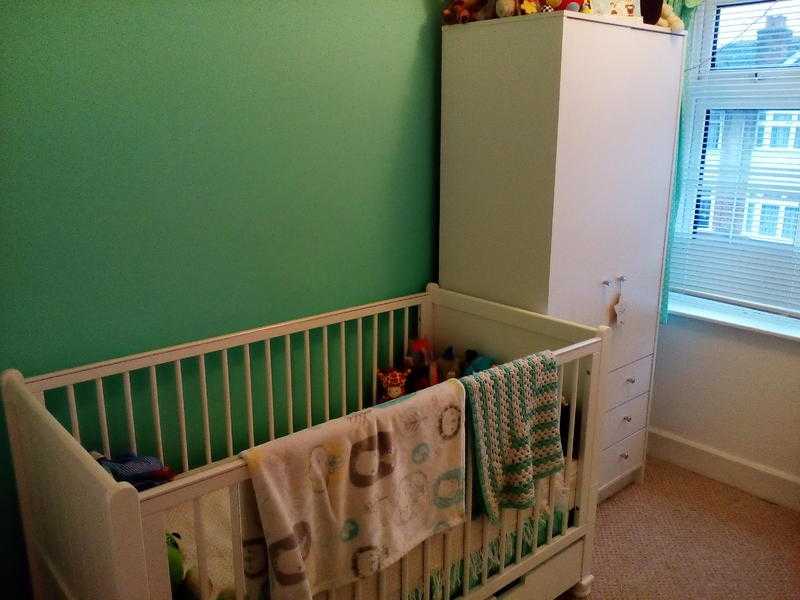 Wardrobe and cot white