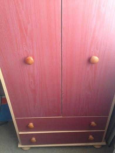 Wardrobe and drawer unit light Beech colour mulberry doors