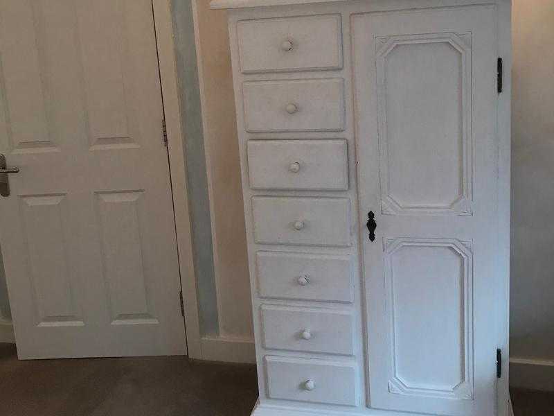 Wardrobe Shelving Cupboard amp Drawers Solid Wood Painted White