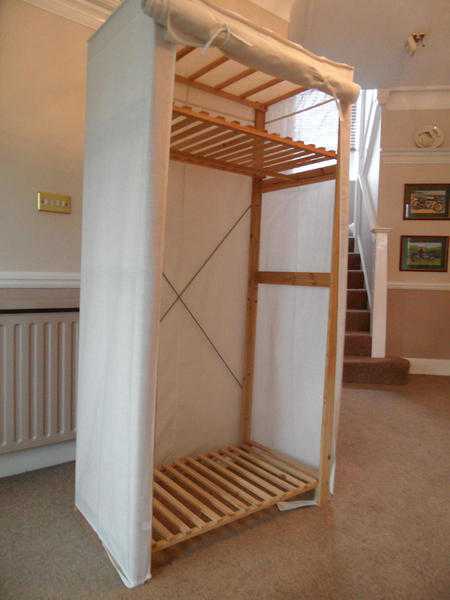 Wardrobe, single fabric covered wood framed