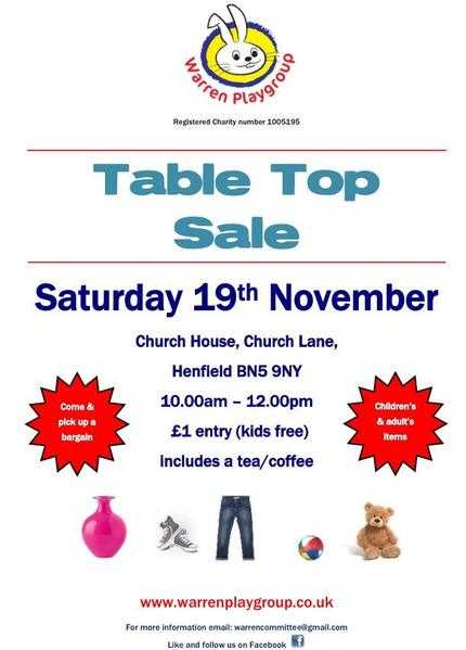 Warren Playgroup Table Top Sale