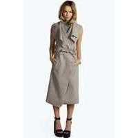 Waterfall Belted Sleeveless Coat - mocha for 25.00