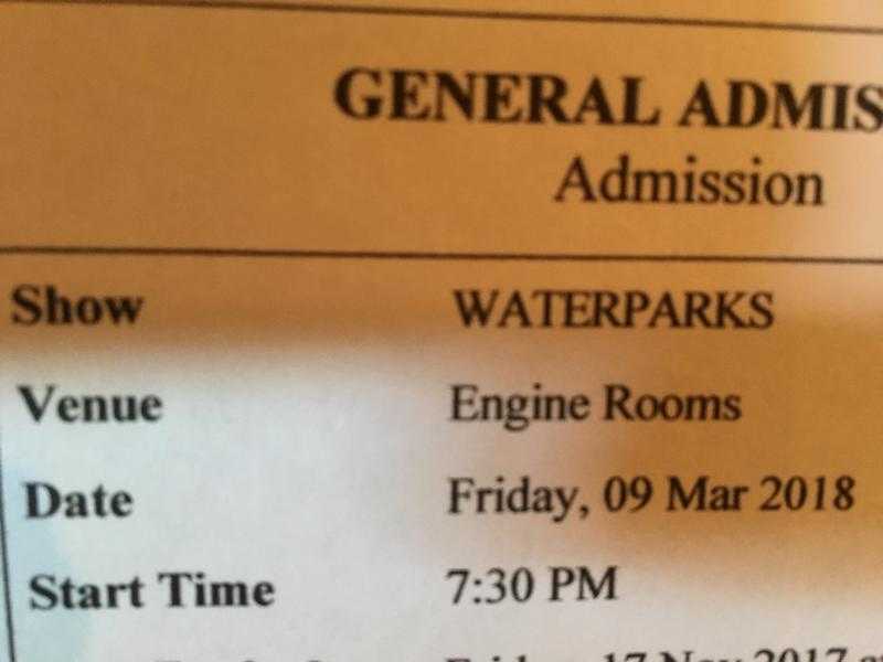 WATERPARKS Concert Ticket Southampton 9th March