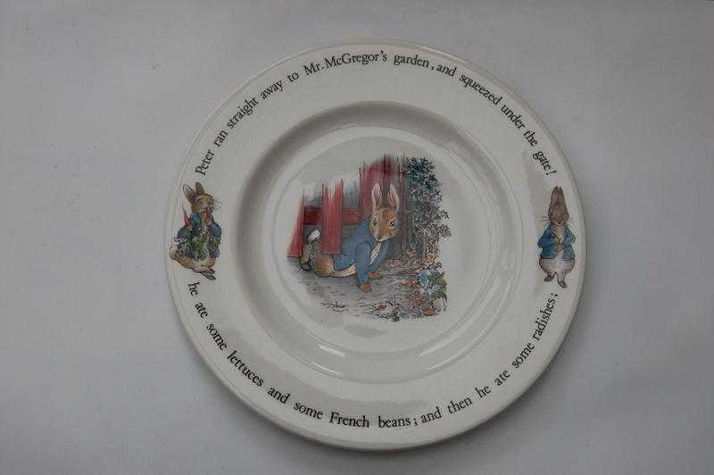 Wedgwood Peter Rabbit Plates in Very Good Condition, One Large, Three Small.