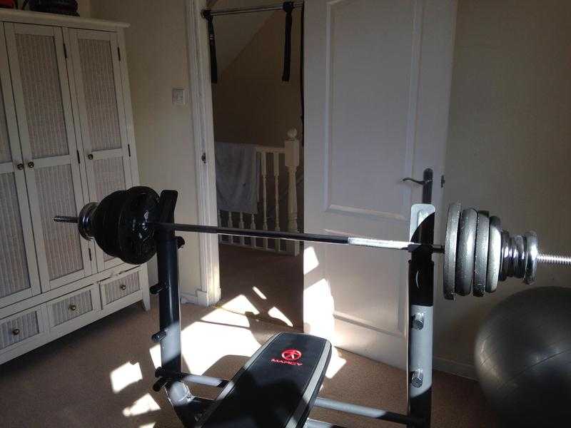 Weight bench , Free weights , storage and bars