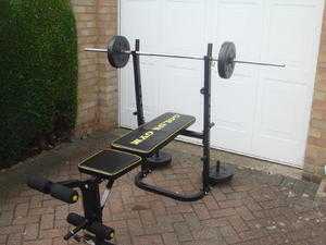 Weight bench with squat stands with weights