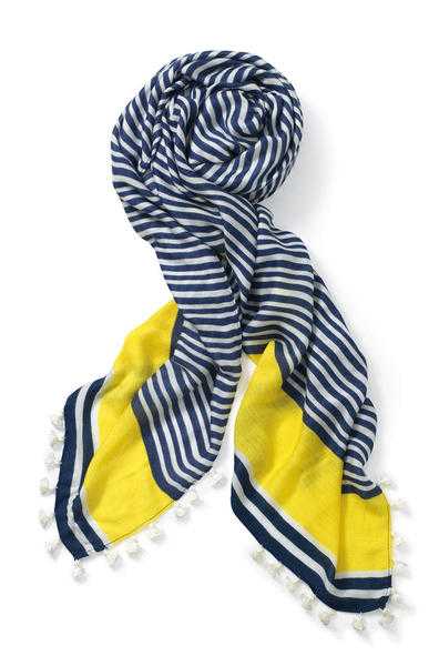 Westwood Tassel Scarf - Navy amp WhiteElectric Yellow