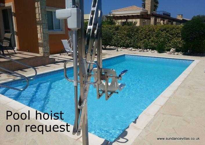 Wheelchair accessible Cyprus villa rental. Pool hoist, wet room, level access. Heated pool option