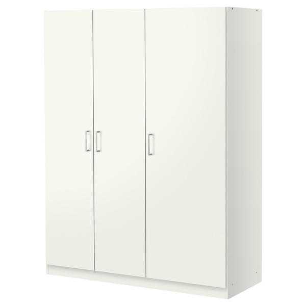 White 3 Doors Triple Wardrobe(hanging rail and adjustable shelves)