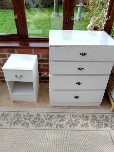 White Chest of Drawers and Bedside Cabinet