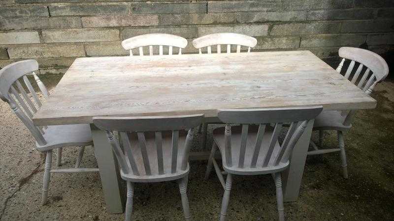 White County Style Dining Table amp 6 Chairs