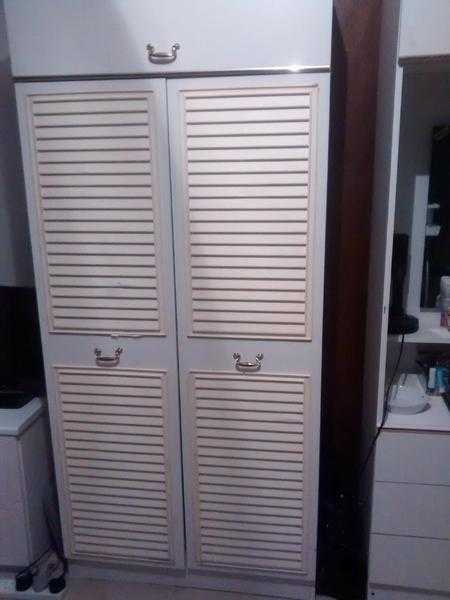 White Double wardrobe with top storage