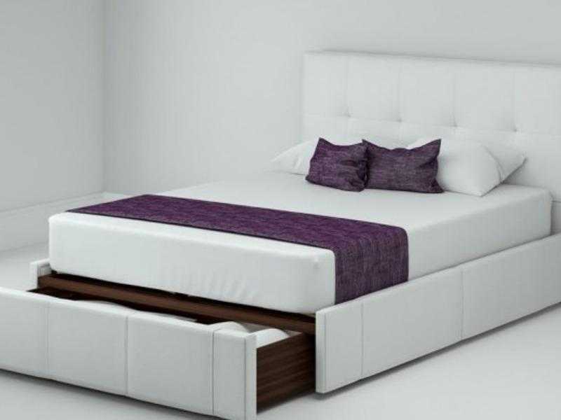 White Faux Leather Bed Frame