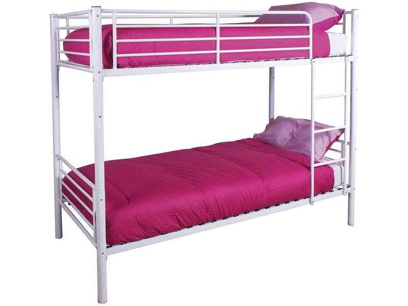 WHITE FLORIDA METAL BUNK BED WITH MATTRESSES