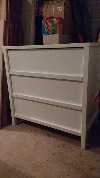 white IKEA chest of 3 drawers