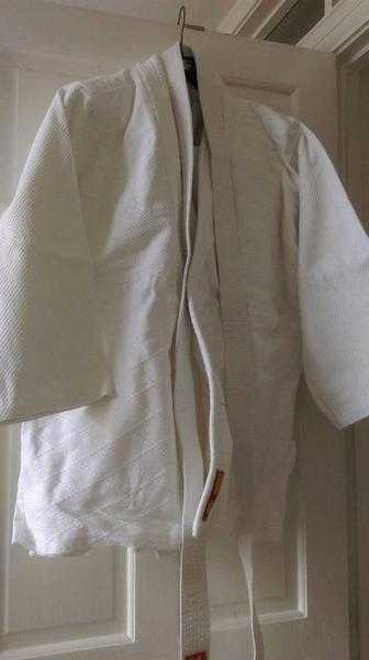 white karate suit with white belt