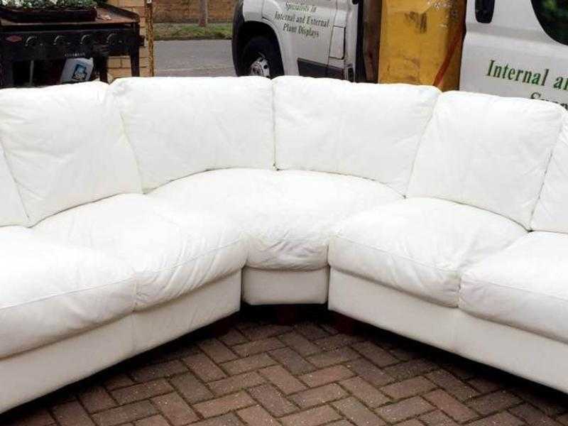 White Leather 3 piece corner sofa